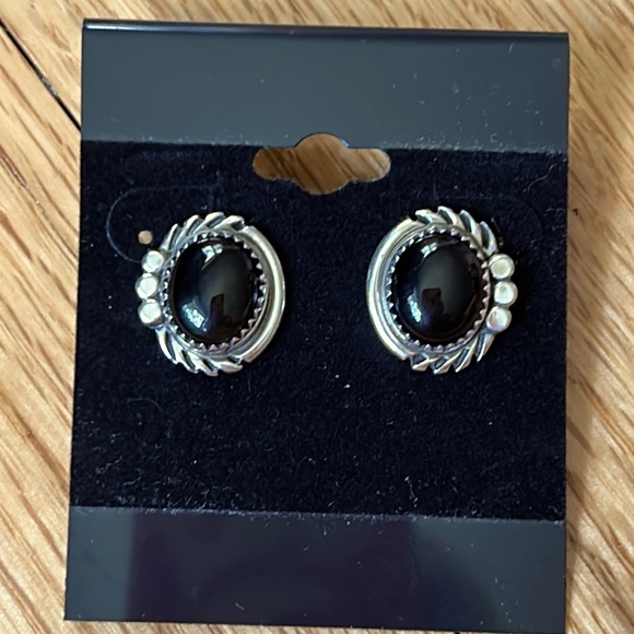 Vintage Onyx Earrings - Picture 1 of 4